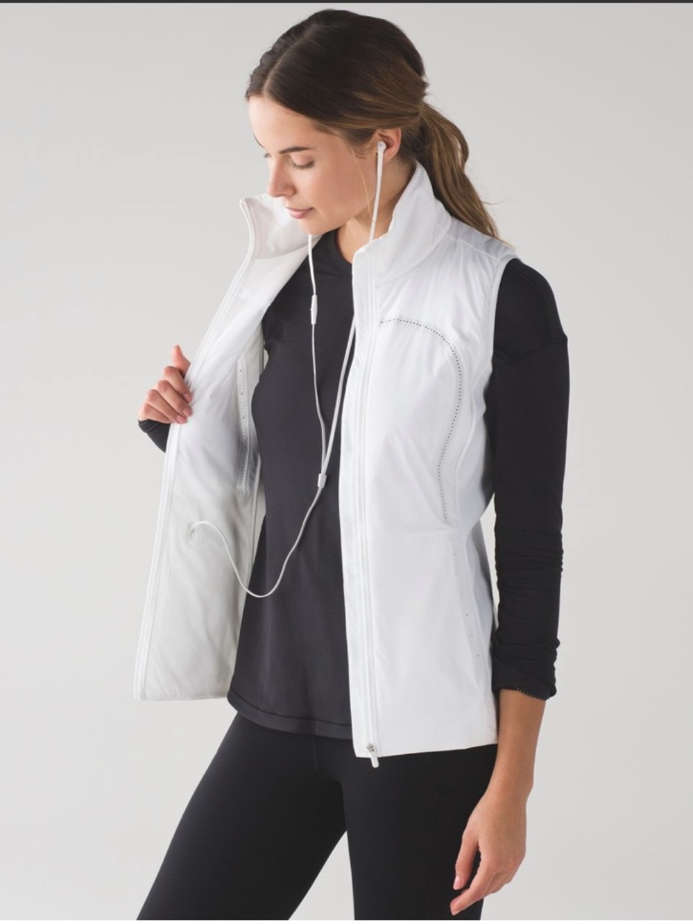 lululemon athletica White Sleeveless Zip Vest